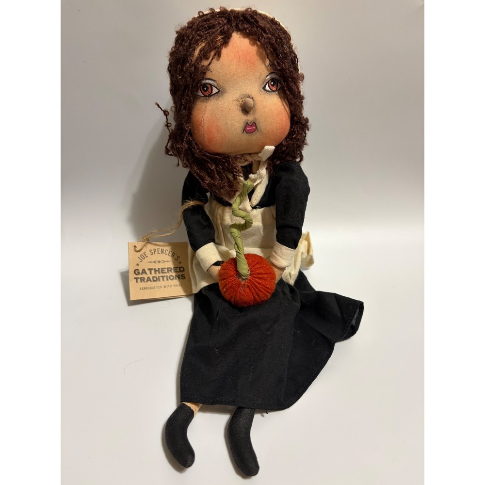 Joe Spencer Gathered Traditions Primitive Folk Harvest Pumpkin Shelf Sitter Doll